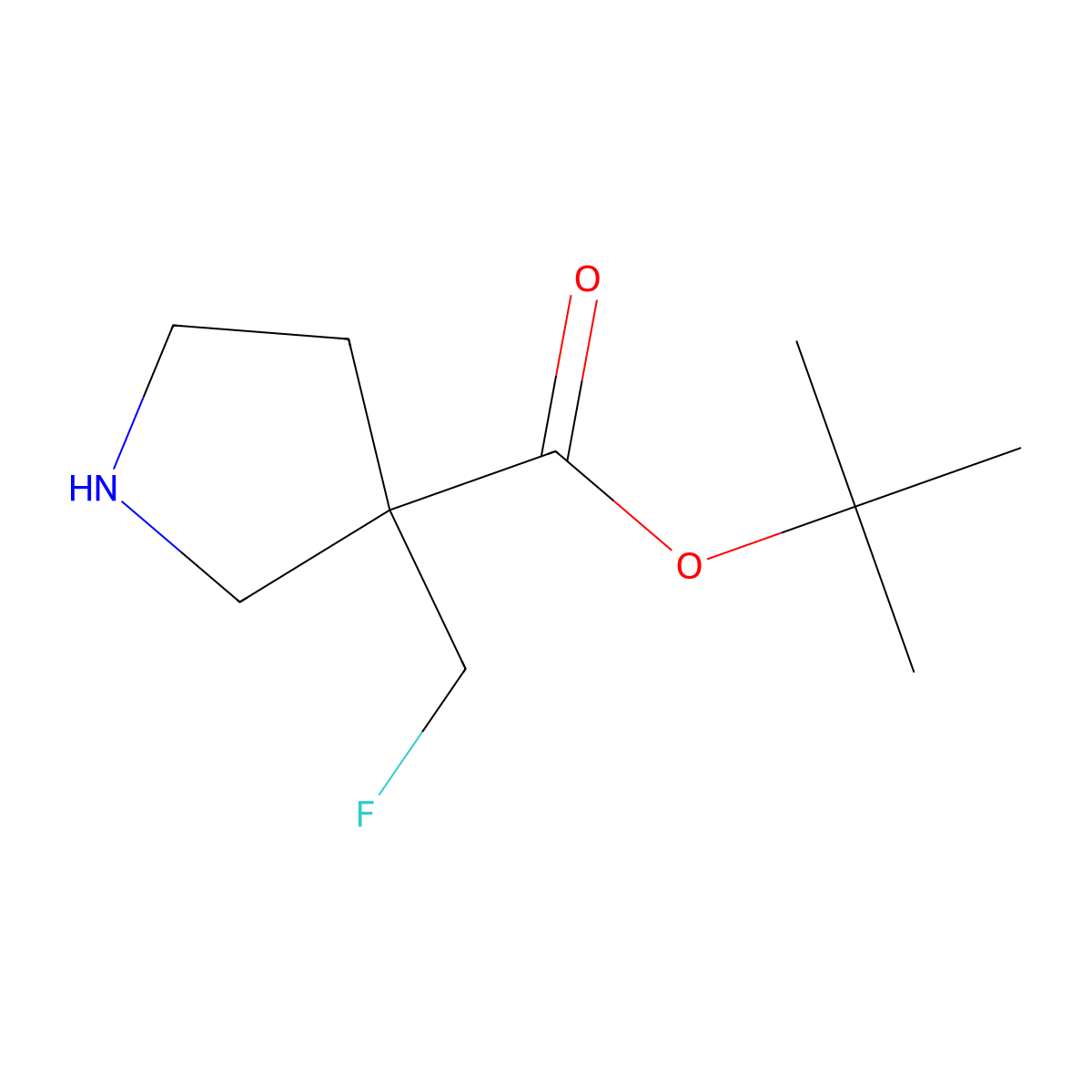 Tert-butyl 3-(fluoromethyl)pyrrolidine-3-carboxylate molecular structure, CAS 2580254-15-3