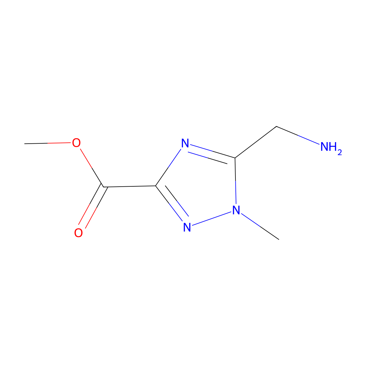 methyl 5-(aminomethyl)-1-methyl-1H-1,2,4-triazole-3-carboxylate molecular structure, CAS 2580254-16-4