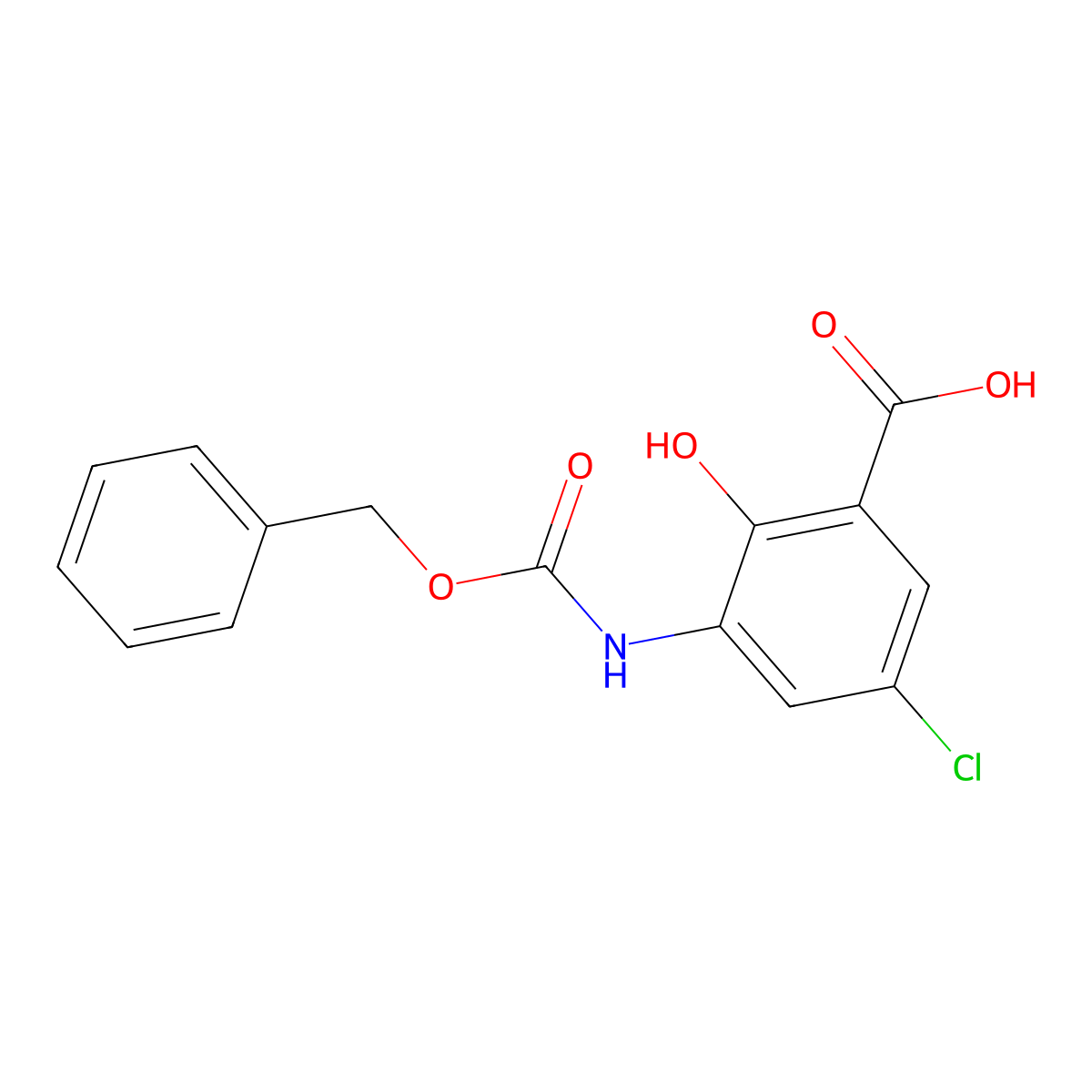 3-{[(Benzyloxy)carbonyl]amino}-5-chloro-2-hydroxybenzoic acid molecular structure, CAS 2580254-22-2