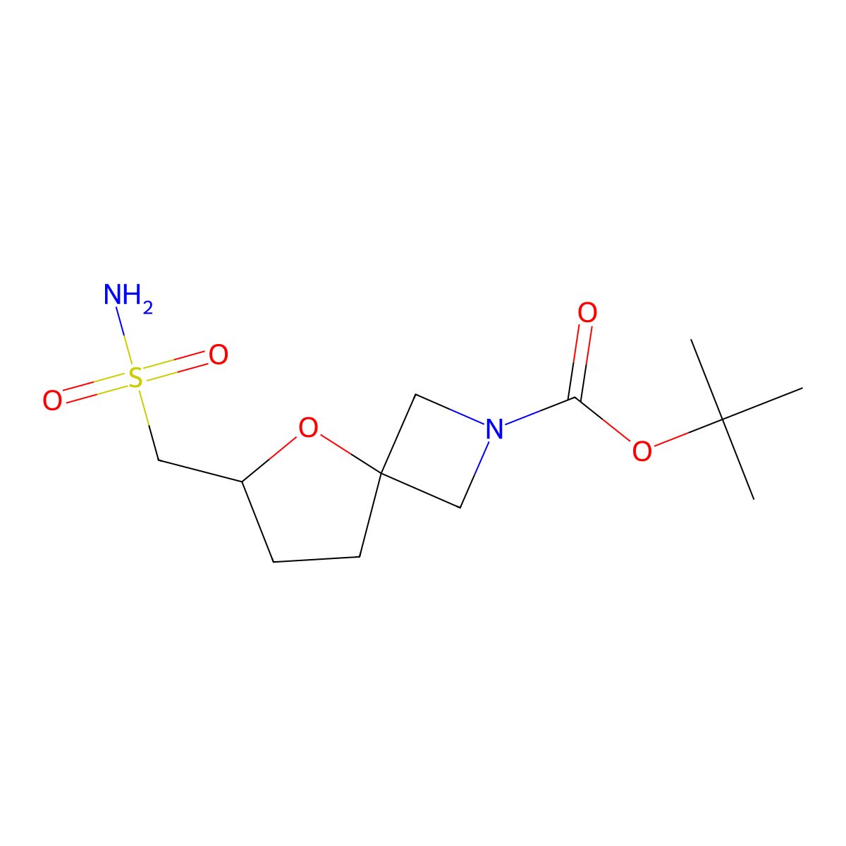 Tert-butyl 6-(sulfamoylmethyl)-5-oxa-2-azaspiro[3.4]octane-2-carboxylate molecular structure, CAS 2580254-24-4