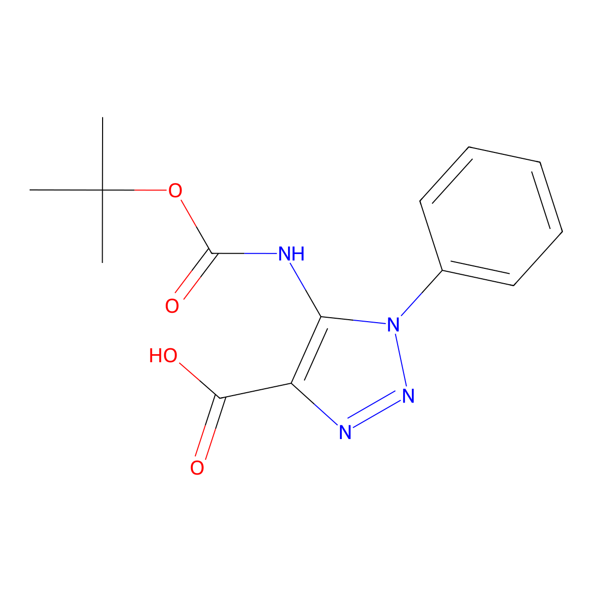 5-{[(tert-butoxy)carbonyl]amino}-1-phenyl-1H-1,2,3-triazole-4-carboxylic acid molecular structure, CAS 2580254-38-0