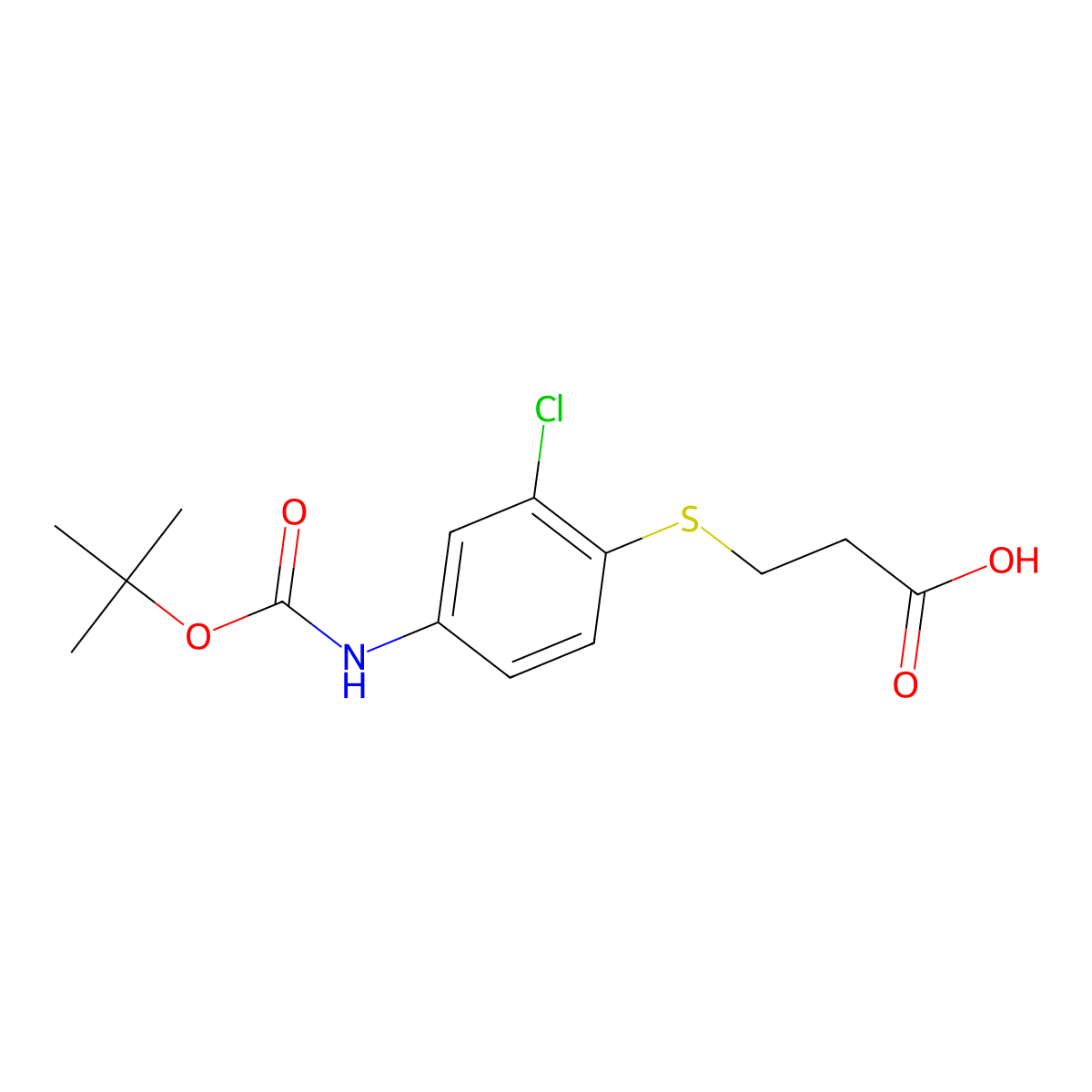 3-[(4-{[(Tert-butoxy)carbonyl]amino}-2-chlorophenyl)sulfanyl]propanoic acid molecular structure, CAS 2580254-39-1