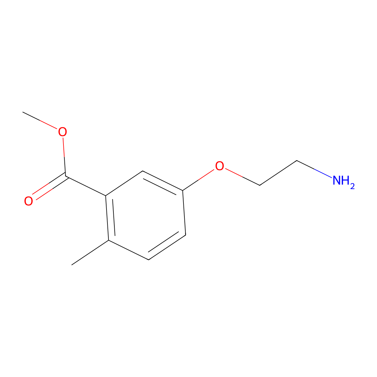 Methyl 5-(2-aminoethoxy)-2-methylbenzoate molecular structure, CAS 2580254-43-7