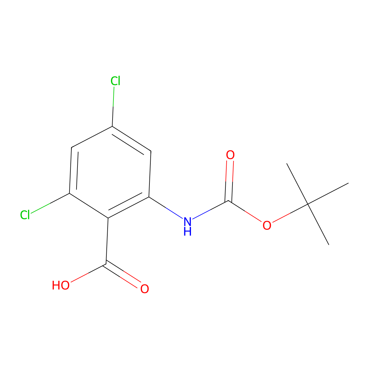 2-{[(Tert-butoxy)carbonyl]amino}-4,6-dichlorobenzoic acid molecular structure, CAS 2580254-44-8