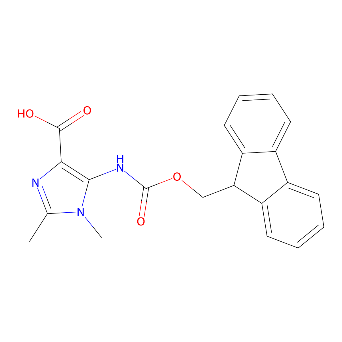 5-({[(9H-fluoren-9-yl)methoxy]carbonyl}amino)-1,2-dimethyl-1H-imidazole-4-carboxylic acid molecular structure, CAS 2580254-46-0