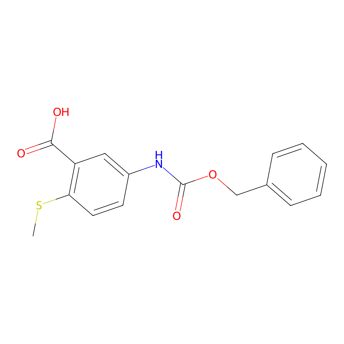 5-{[(Benzyloxy)carbonyl]amino}-2-(methylsulfanyl)benzoic acid molecular structure, CAS 2580254-50-6