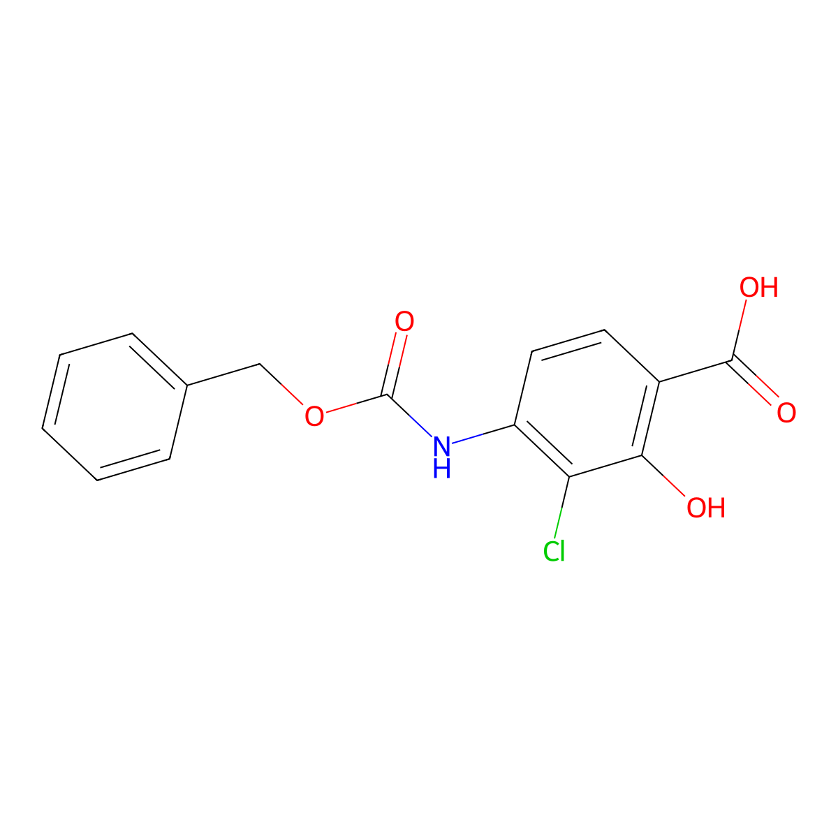 4-{[(Benzyloxy)carbonyl]amino}-3-chloro-2-hydroxybenzoic acid molecular structure, CAS 2580254-62-0