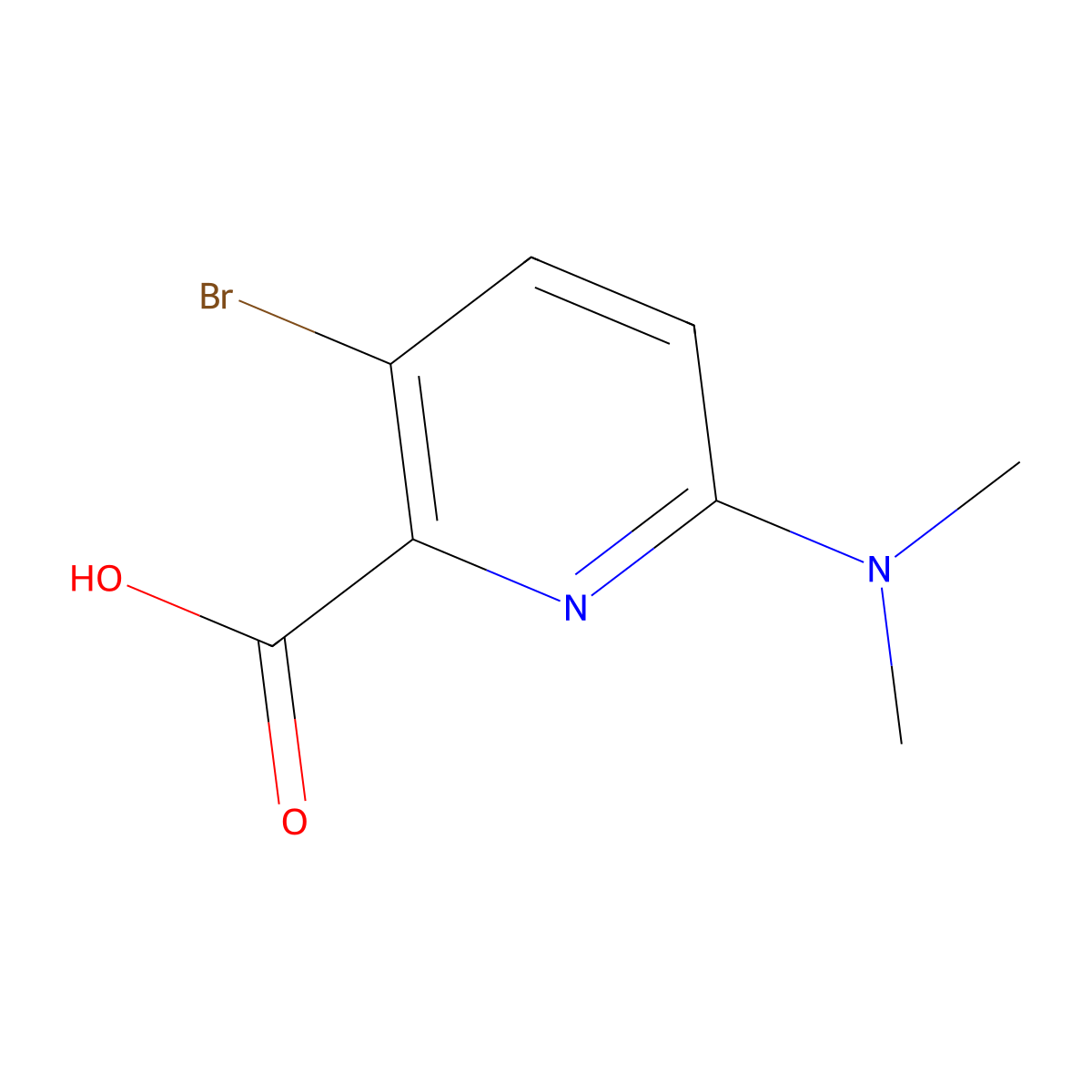 3-Bromo-6-(dimethylamino)pyridine-2-carboxylic acid molecular structure, CAS 2580254-65-3