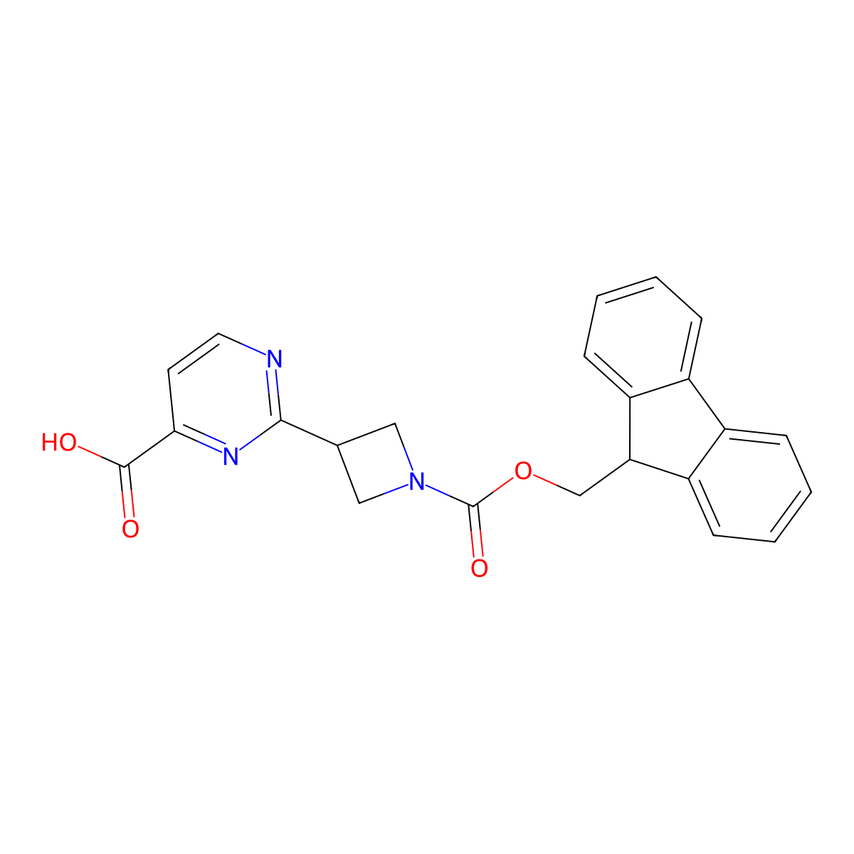 2-(1-{[(9H-fluoren-9-yl)methoxy]carbonyl}azetidin-3-yl)pyrimidine-4-carboxylic acid molecular structure, CAS 2580254-69-7