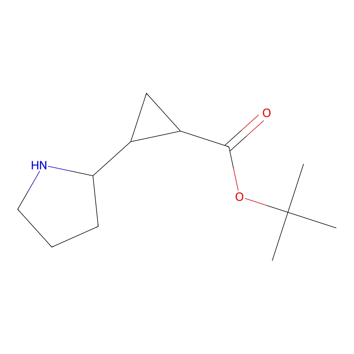 Tert-butyl 2-(pyrrolidin-2-yl)cyclopropane-1-carboxylate molecular structure, CAS 2580254-73-3