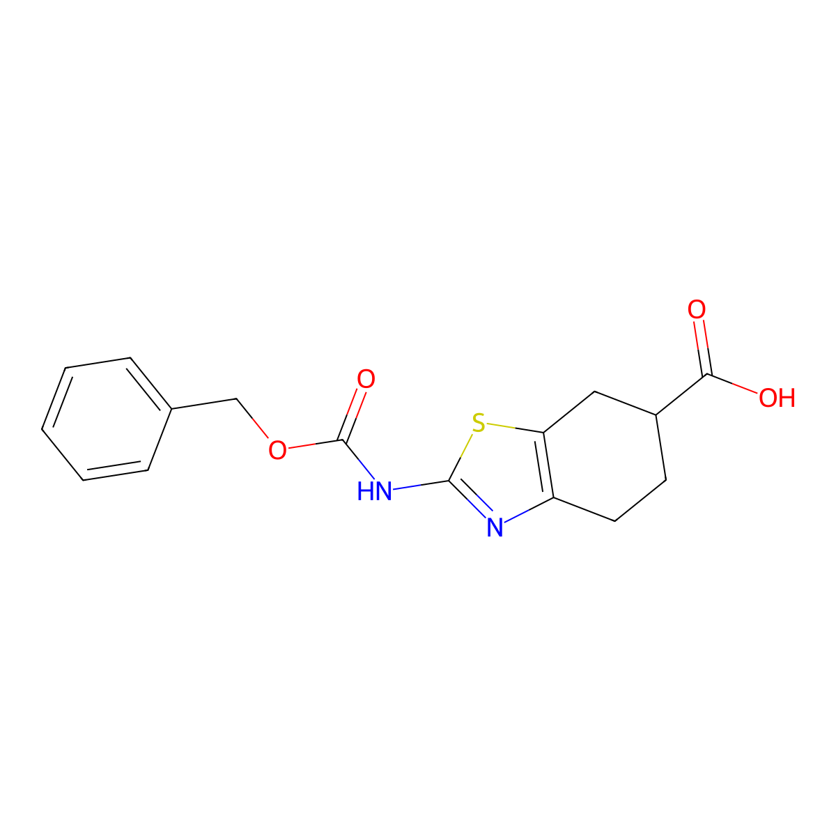 2-{[(Benzyloxy)carbonyl]amino}-4,5,6,7-tetrahydro-1,3-benzothiazole-6-carboxylic acid molecular structure, CAS 2580254-77-7