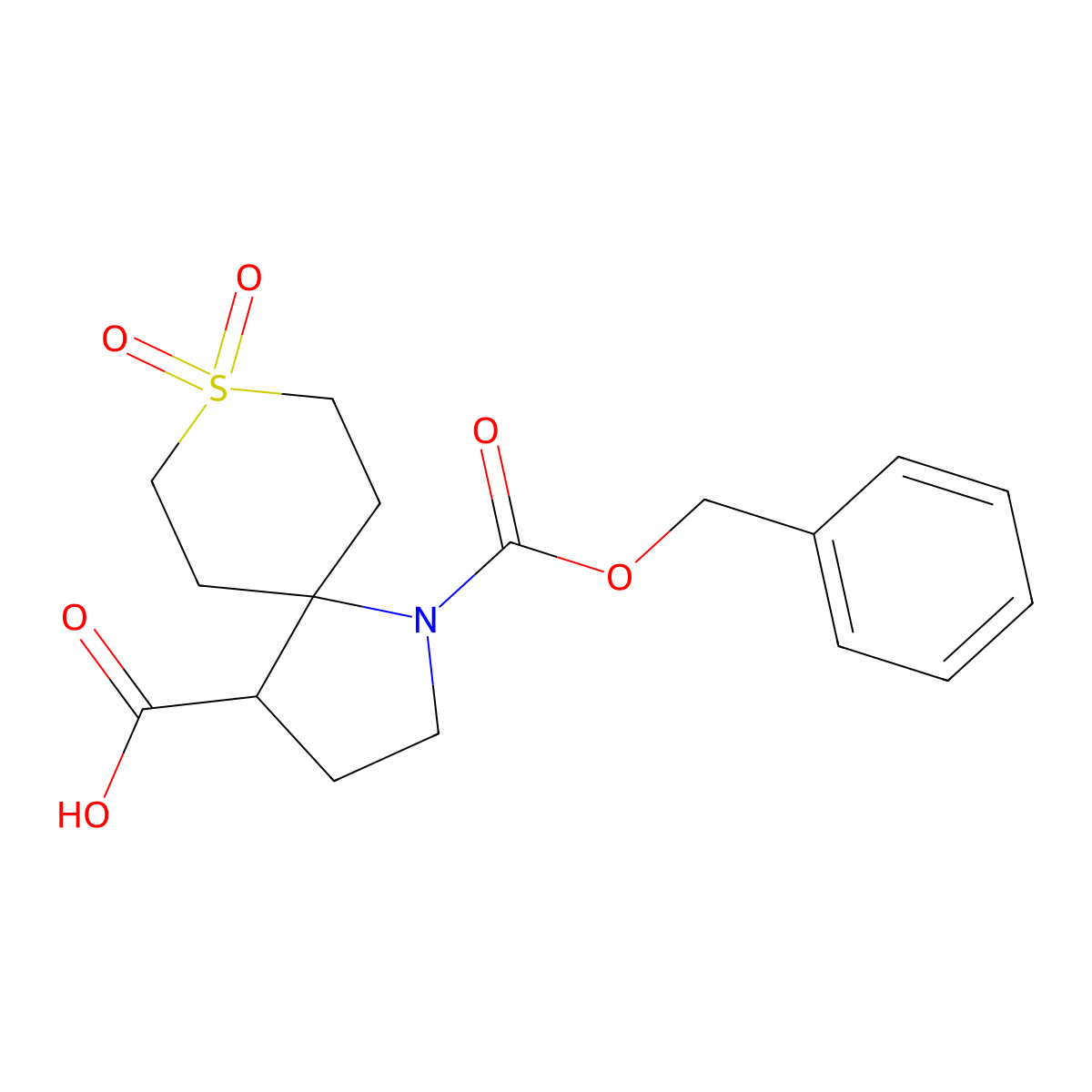 1-[(Benzyloxy)carbonyl]-8,8-dioxo-8lambda6-thia-1-azaspiro[4.5]decane-4-carboxylic acid molecular structure, CAS 2580254-79-9