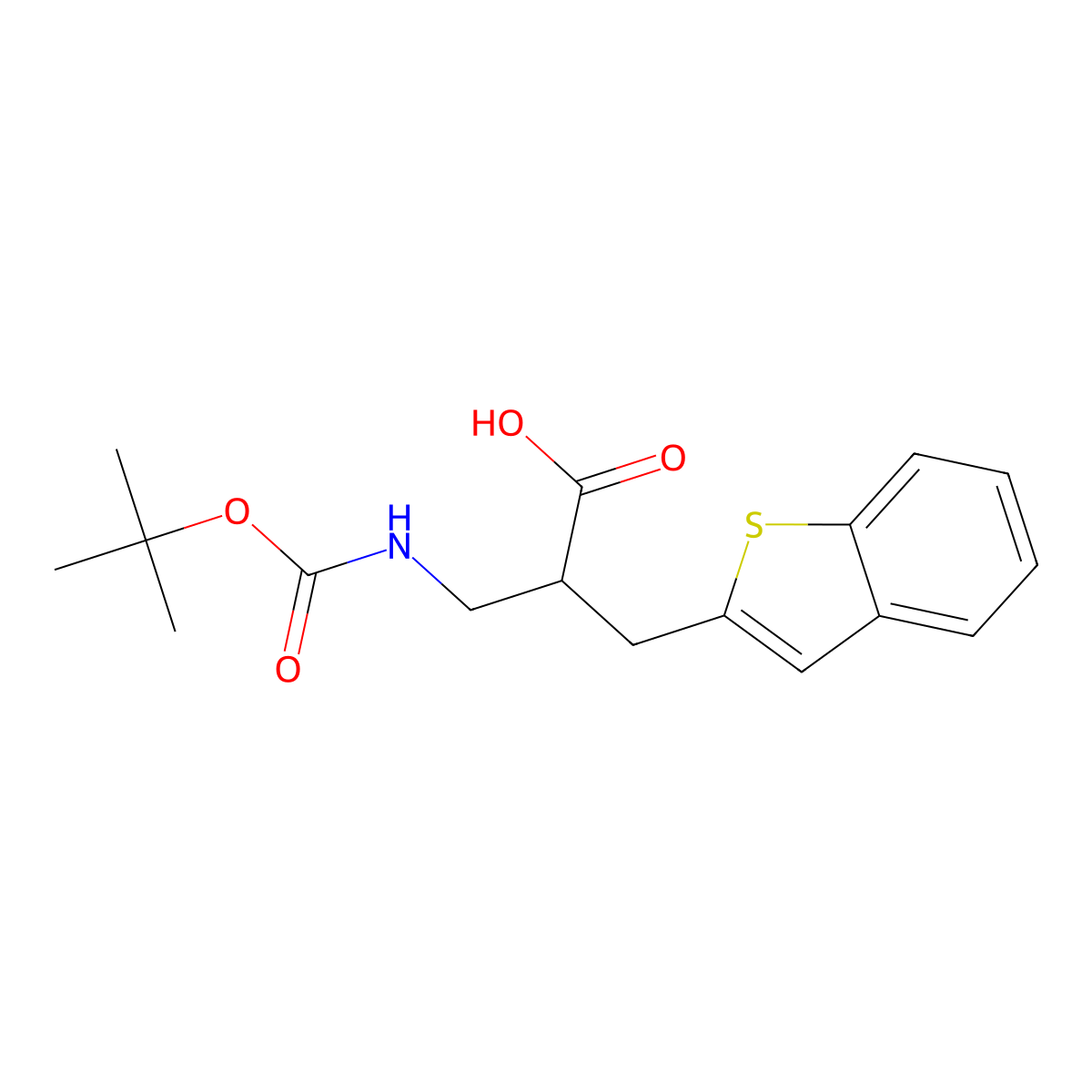 2-[(1-Benzothiophen-2-yl)methyl]-3-{[(tert-butoxy)carbonyl]amino}propanoic acid molecular structure, CAS 2580254-80-2