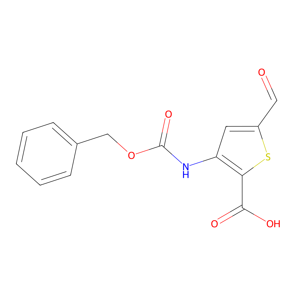 3-{[(Benzyloxy)carbonyl]amino}-5-formylthiophene-2-carboxylic acid molecular structure, CAS 2580254-82-4