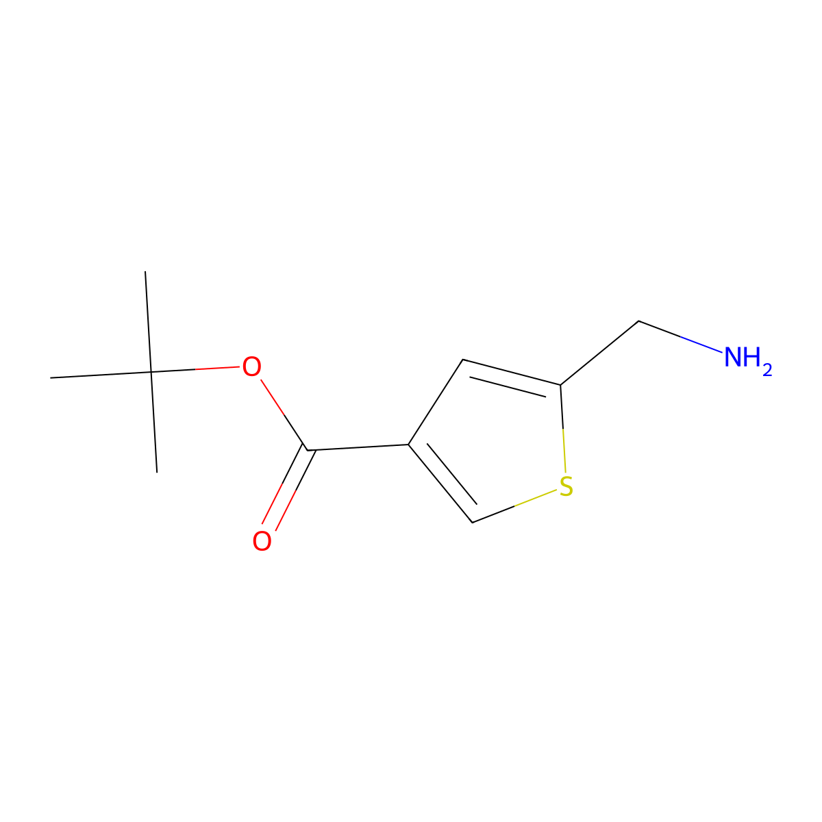 Tert-butyl 5-(aminomethyl)thiophene-3-carboxylate molecular structure, CAS 2580254-88-0