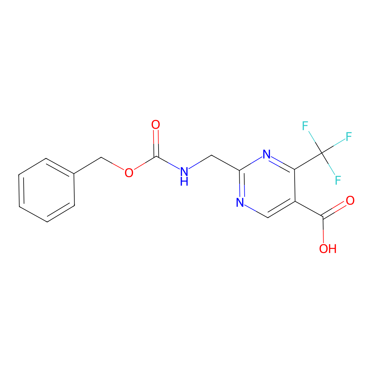 2-({[(Benzyloxy)carbonyl]amino}methyl)-4-(trifluoromethyl)pyrimidine-5-carboxylic acid molecular structure, CAS 2580254-97-1