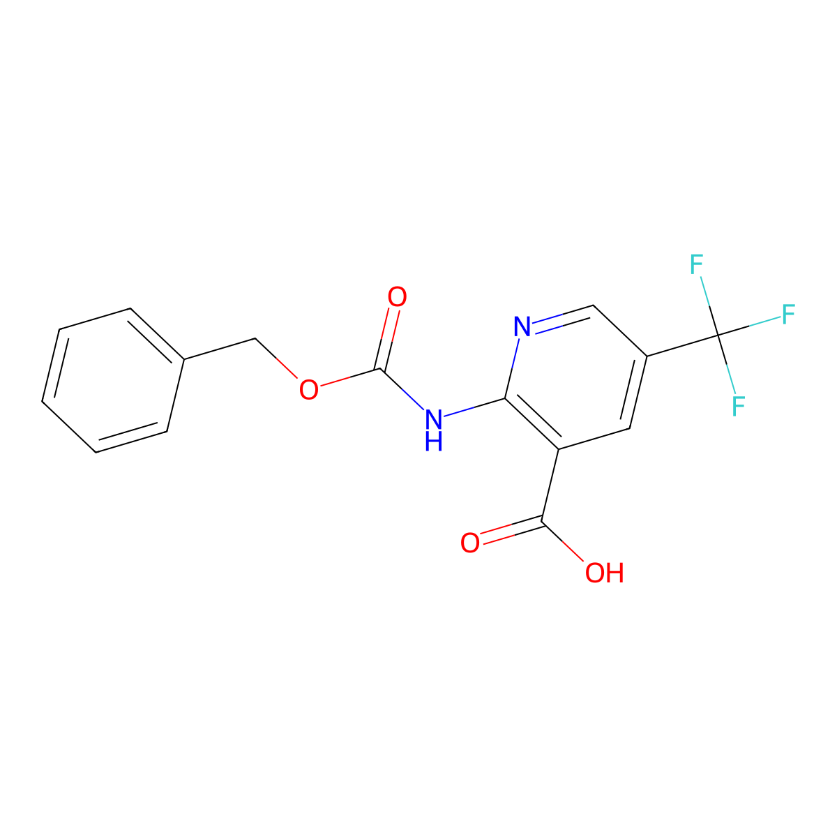 2-{[(Benzyloxy)carbonyl]amino}-5-(trifluoromethyl)pyridine-3-carboxylic acid molecular structure, CAS 2580255-09-8