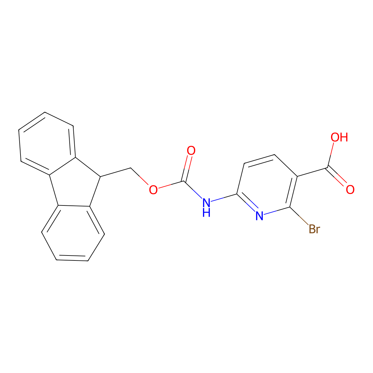 2-bromo-6-({[(9H-fluoren-9-yl)methoxy]carbonyl}amino)pyridine-3-carboxylic acid molecular structure, CAS 2580255-10-1