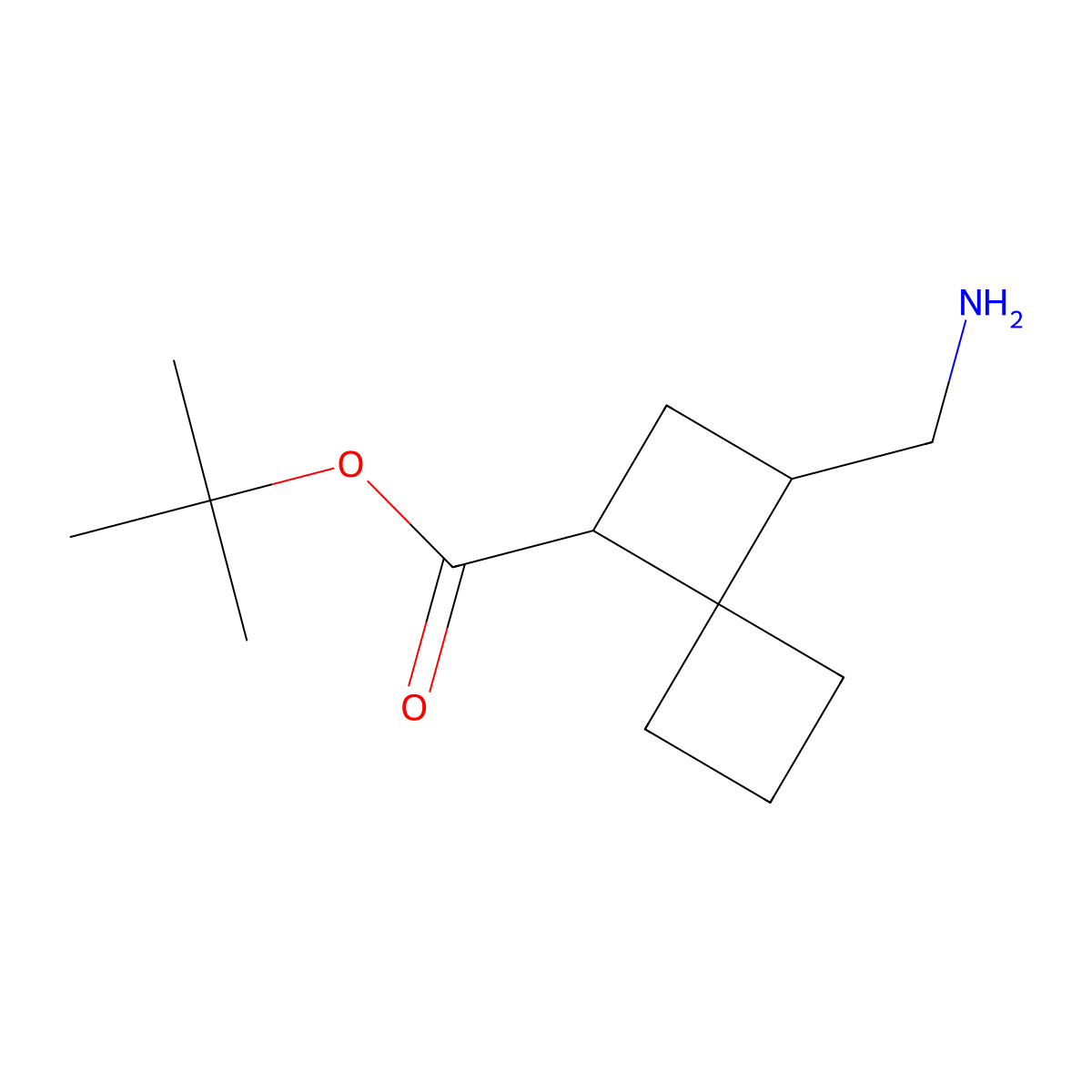 Tert-butyl 3-(aminomethyl)spiro[3.3]heptane-1-carboxylate molecular structure, CAS 2580255-13-4