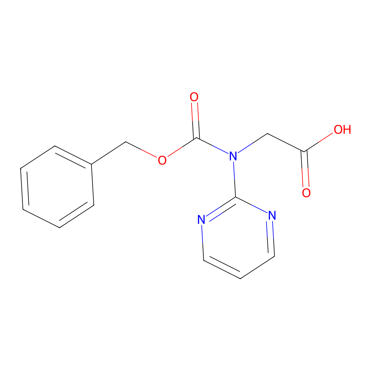 2-{[(Benzyloxy)carbonyl](pyrimidin-2-yl)amino}acetic acid molecular structure, CAS 2580255-18-9