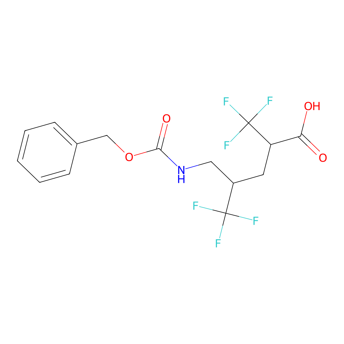 4-({[(Benzyloxy)carbonyl]amino}methyl)-5,5,5-trifluoro-2-(trifluoromethyl)pentanoic acid molecular structure, CAS 2580255-21-4