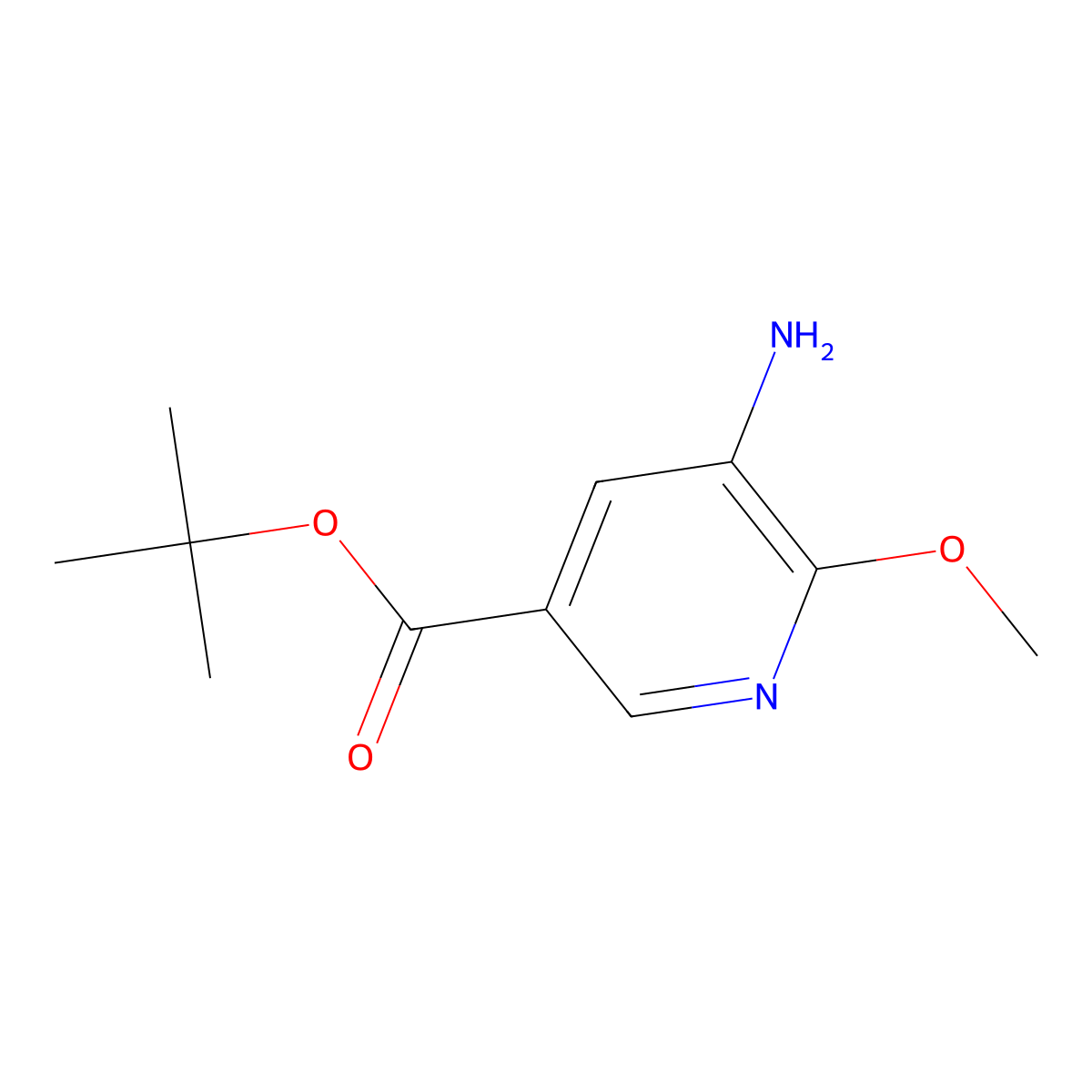 Tert-butyl 5-amino-6-methoxypyridine-3-carboxylate molecular structure, CAS 2580255-22-5