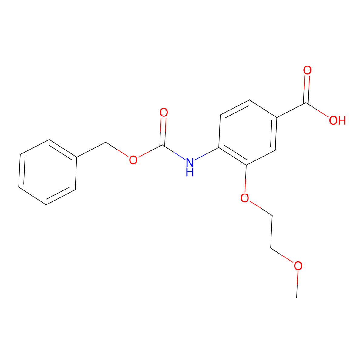 4-{[(Benzyloxy)carbonyl]amino}-3-(2-methoxyethoxy)benzoic acid molecular structure, CAS 2580255-25-8
