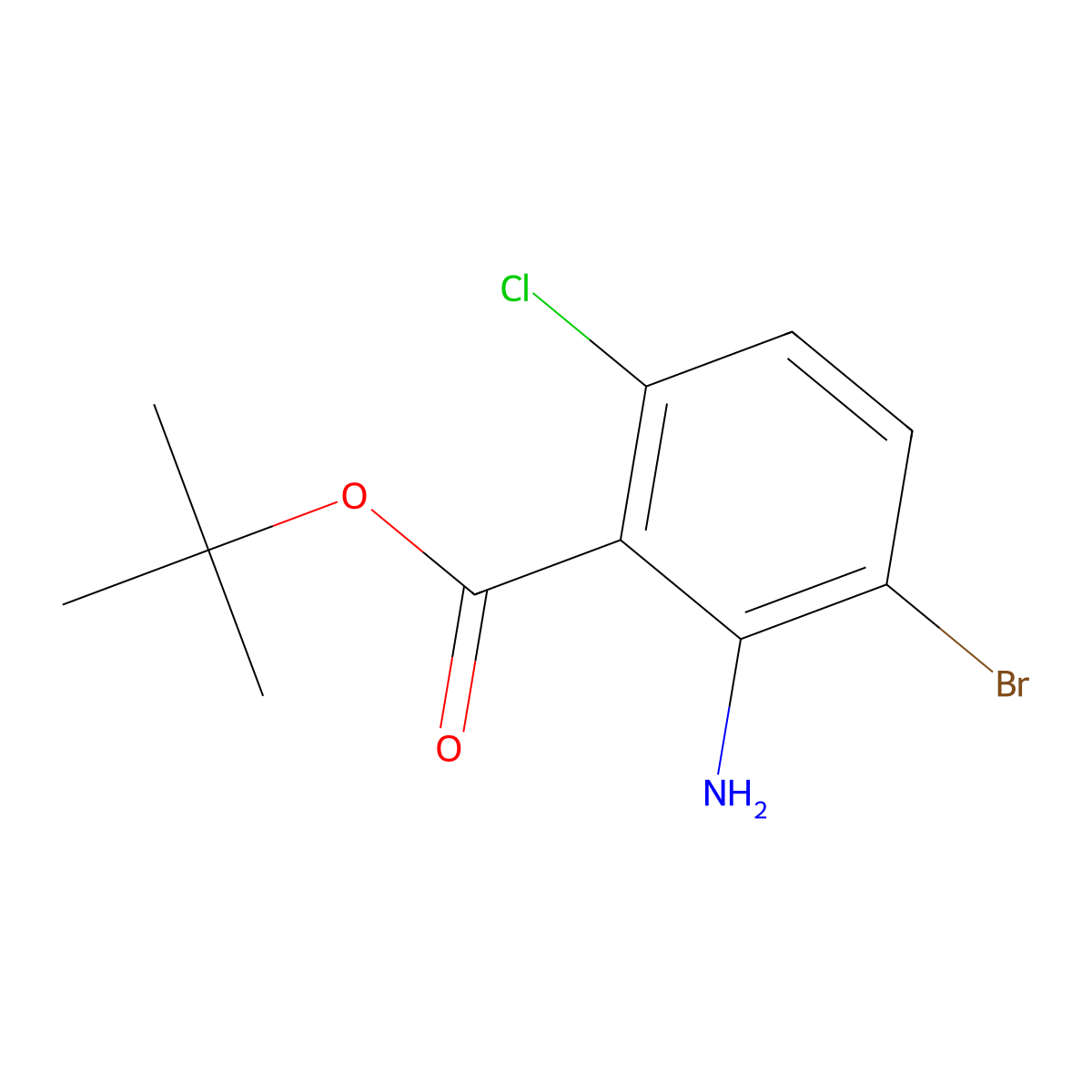 Tert-butyl 2-amino-3-bromo-6-chlorobenzoate molecular structure, CAS 2580255-28-1