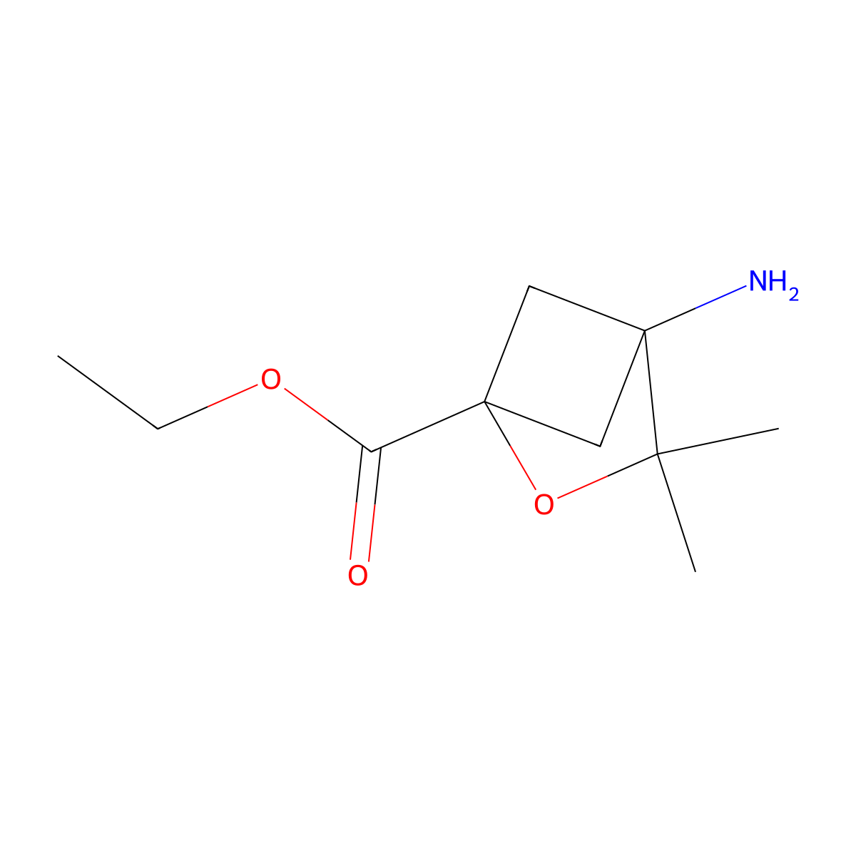 Ethyl 4-amino-3,3-dimethyl-2-oxabicyclo[2.1.1]hexane-1-carboxylate molecular structure, CAS 2580255-32-7