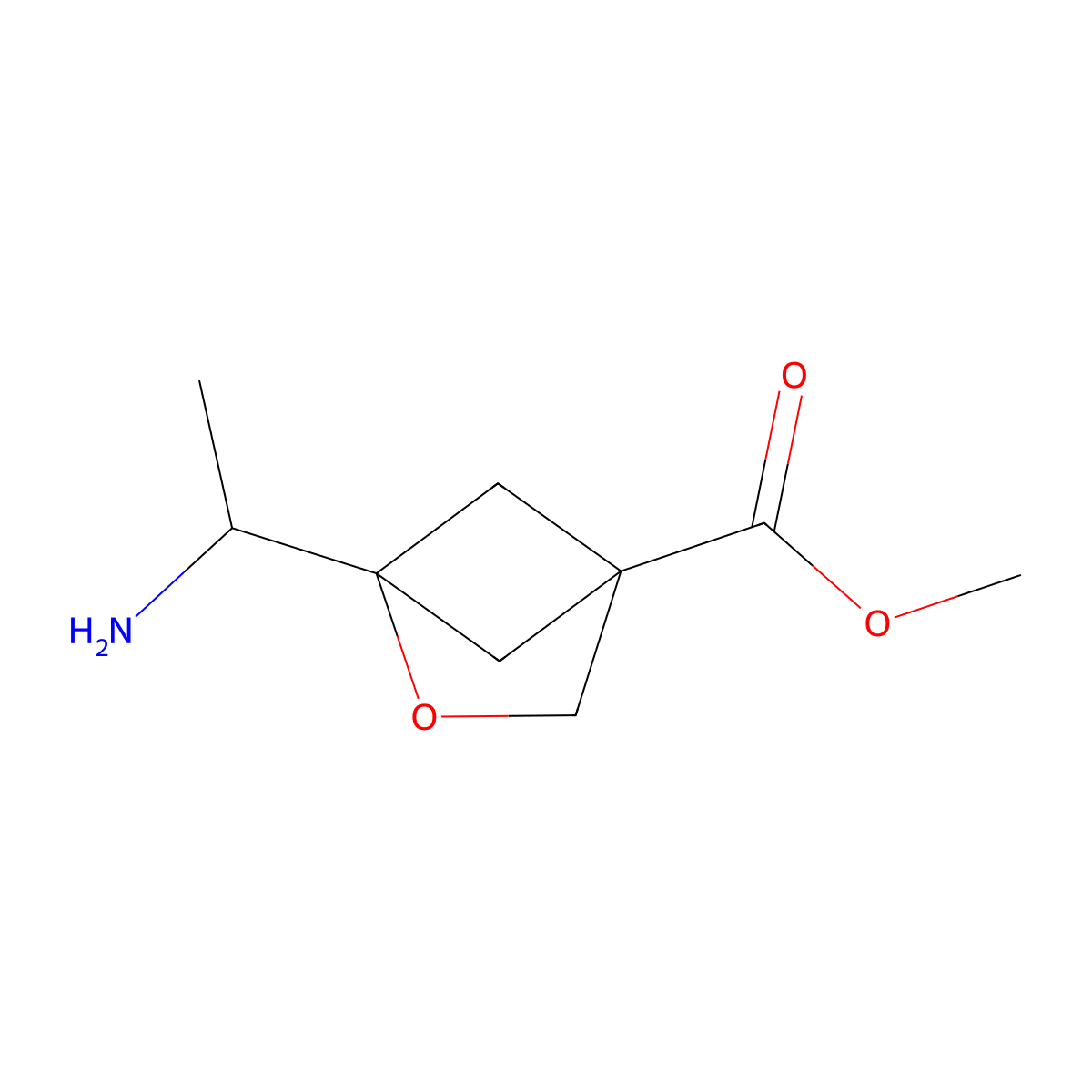 Methyl 1-(1-aminoethyl)-2-oxabicyclo[2.1.1]hexane-4-carboxylate molecular structure, CAS 2580255-40-7