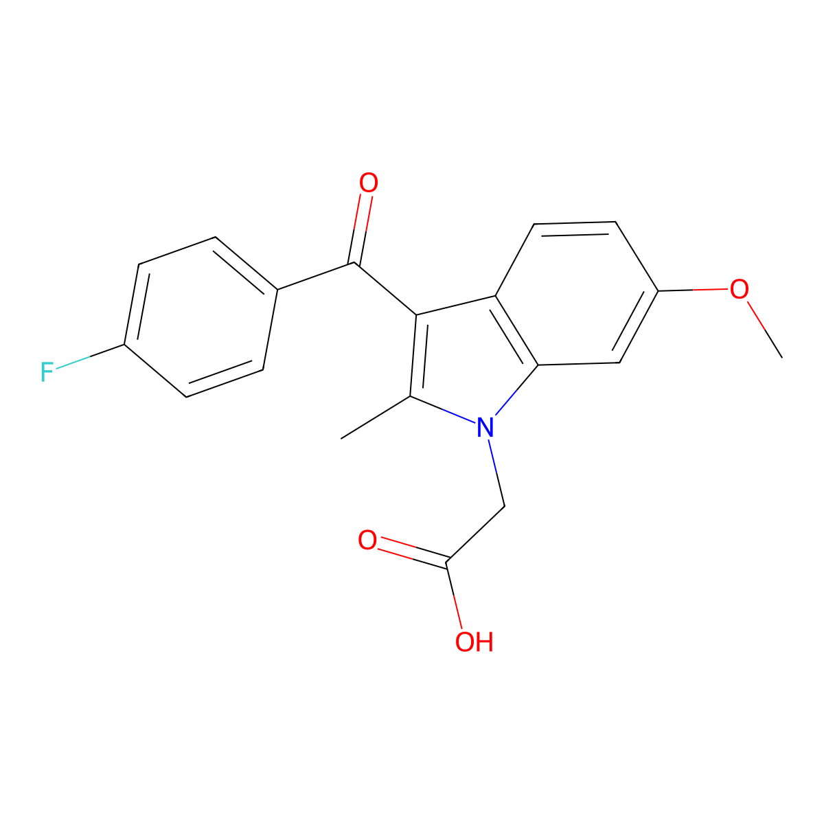 Indole-1-acetic acid, 3-(p-fluorobenzoyl)-6-methoxy-2-methyl- molecular structure, CAS 25803-21-8
