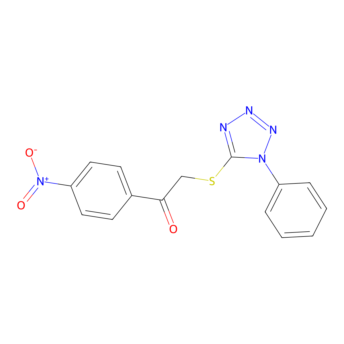 1-(4-nitrophenyl)-2-[(1-phenyl-1H-tetrazol-5-yl)sulfanyl]ethanone molecular structure, CAS 25803-78-5