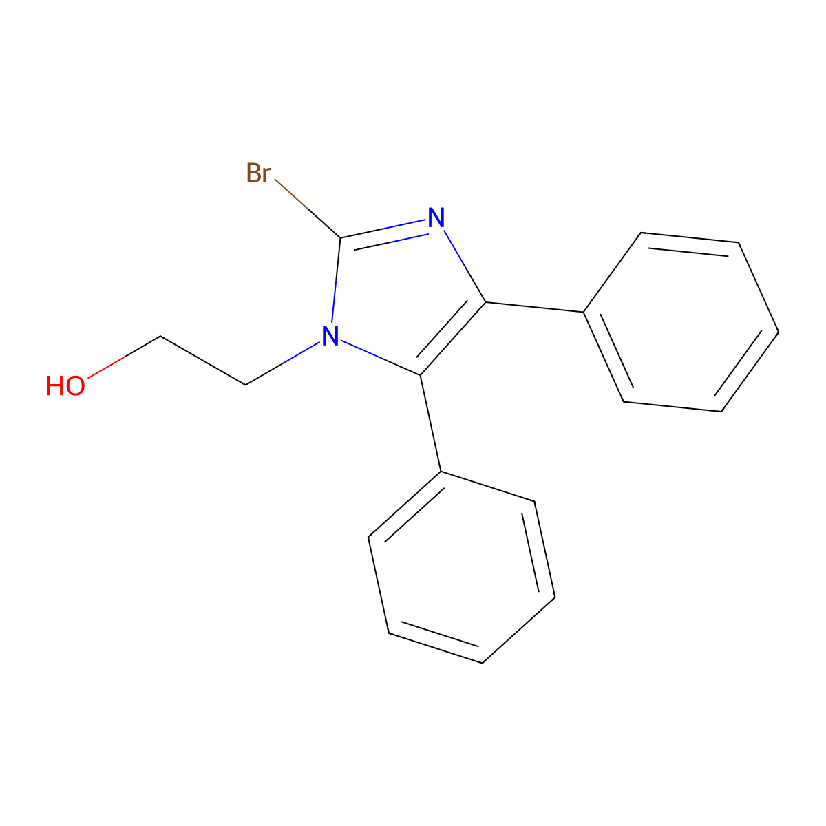 2-(2-bromo-4,5-diphenyl-1H-imidazol-1-yl)ethanol molecular structure, CAS 25808-40-6