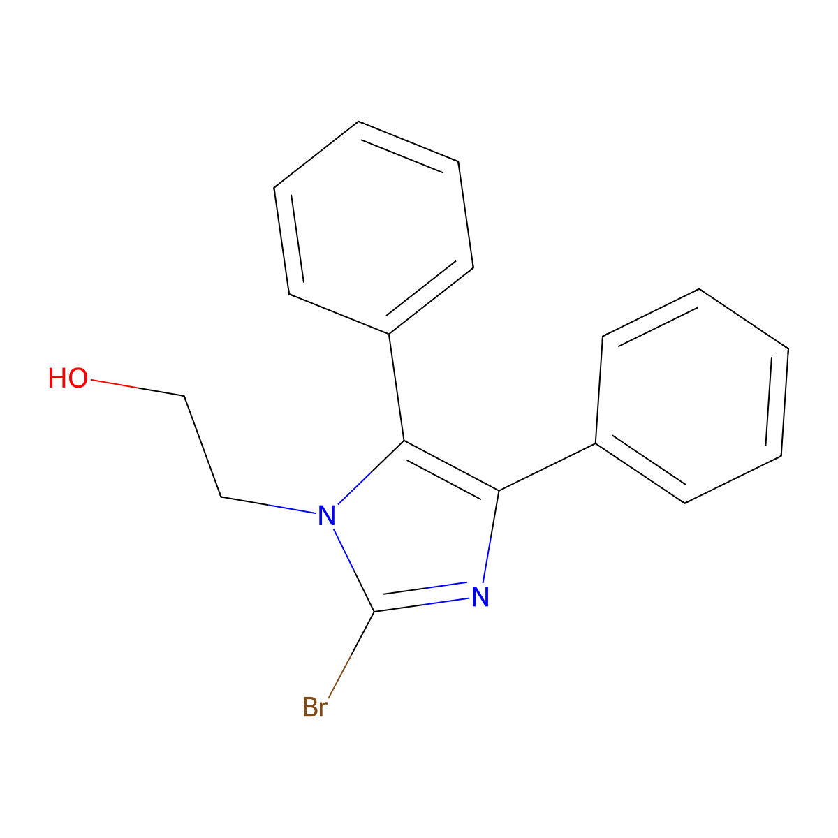 2-(2-bromo-4,5-diphenyl-1H-imidazol-1-yl)ethanol molecular structure, CAS 25808-40-6