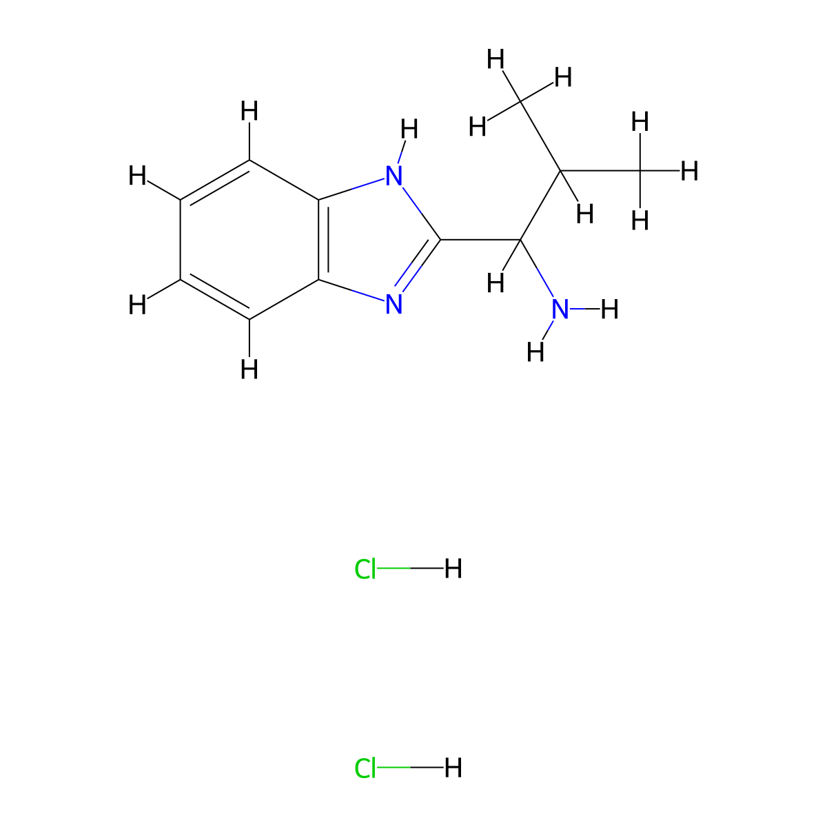 1-(1H-1,3-benzodiazol-2-yl)-2-methylpropan-1-amine dihydrochloride molecular structure, CAS 25810-65-5