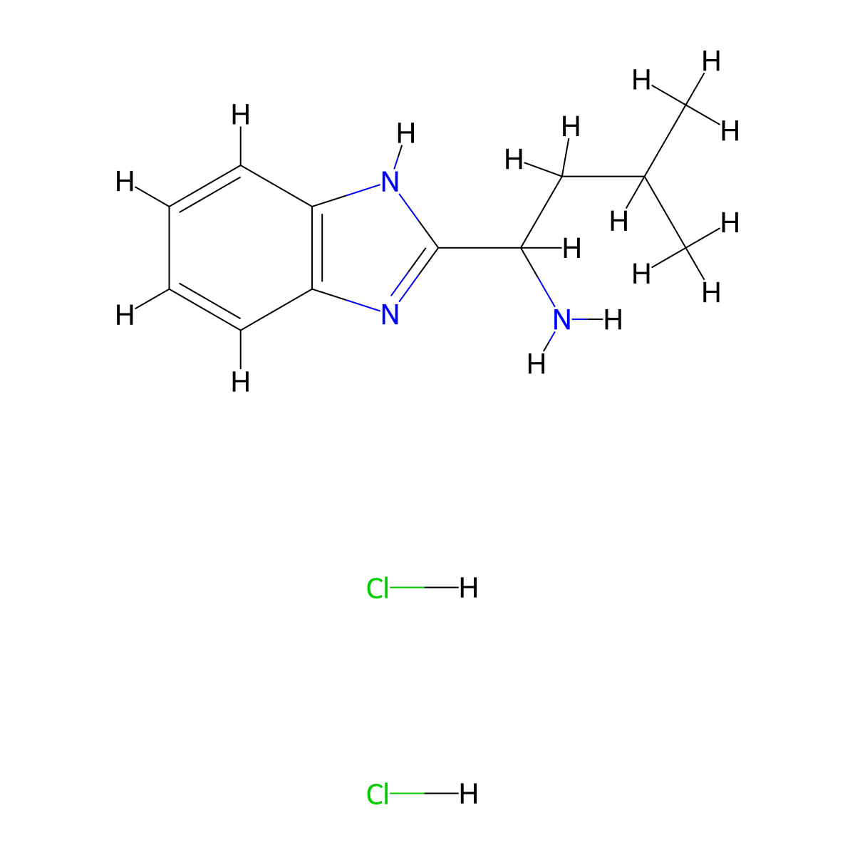 1-(1H-1,3-benzodiazol-2-yl)-3-methylbutan-1-amine dihydrochloride molecular structure, CAS 25810-67-7
