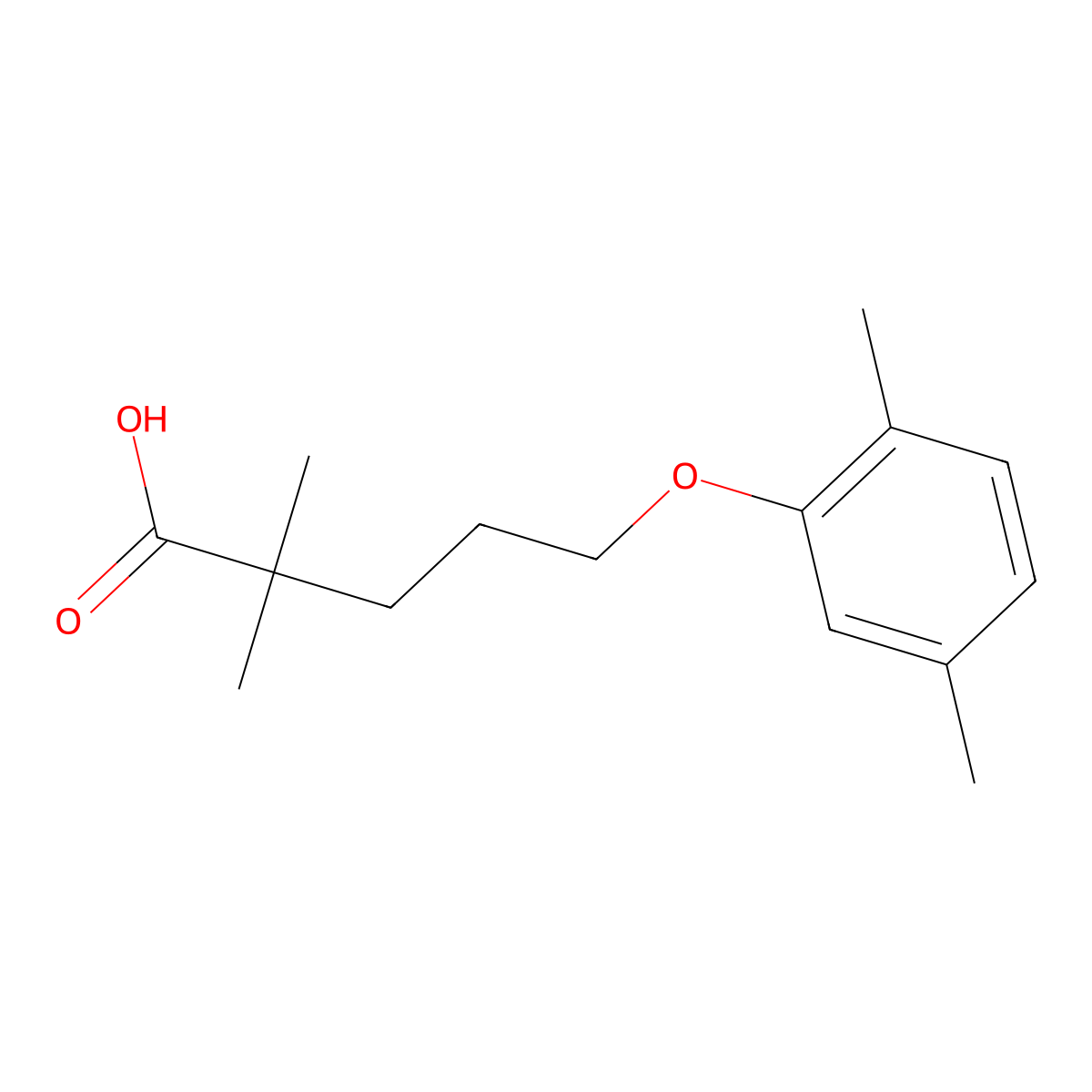 Gemfibrozil molecular structure, CAS 25812-30-0