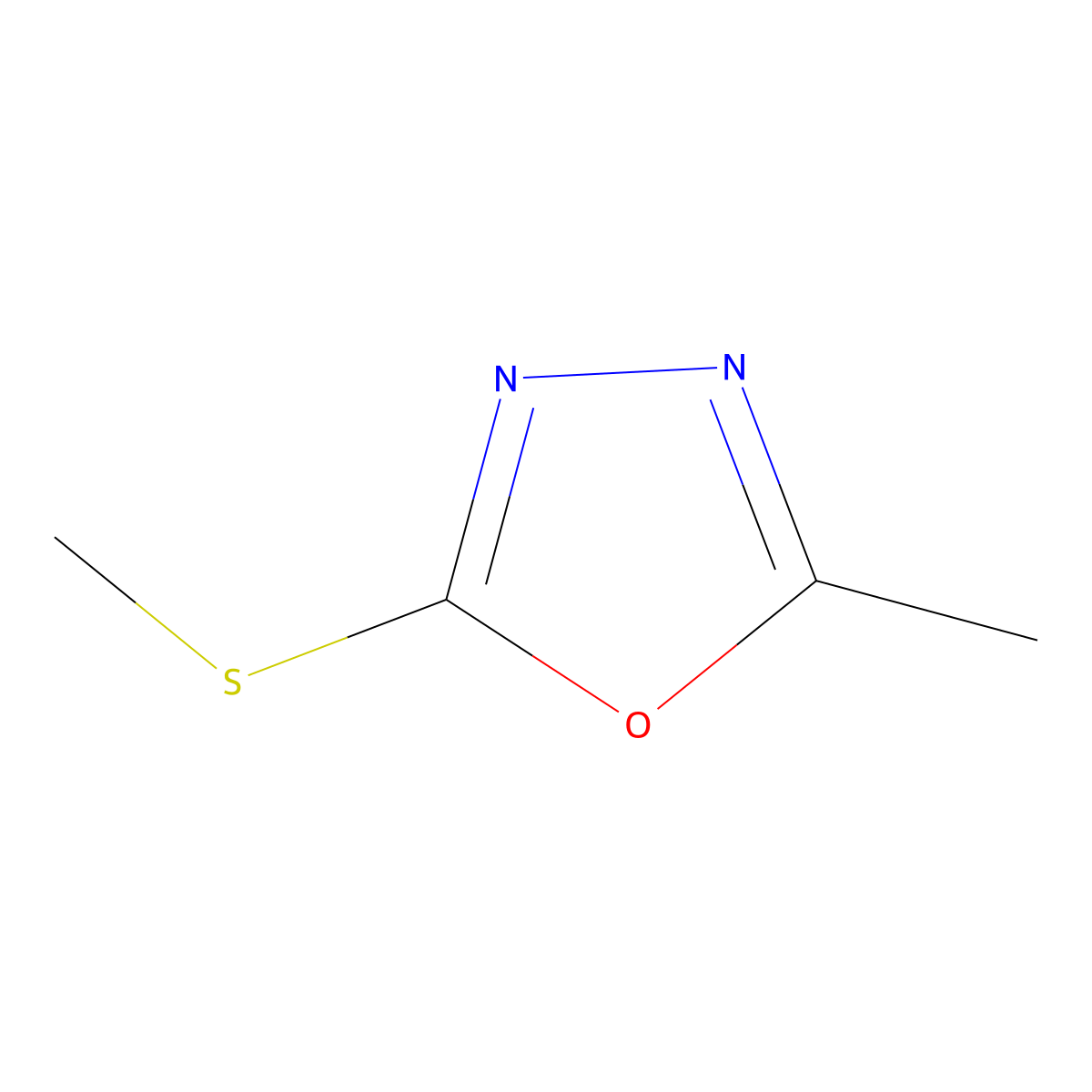 2-Methyl-5-(methylsulfanyl)-1,3,4-oxadiazole molecular structure, CAS 25812-71-9