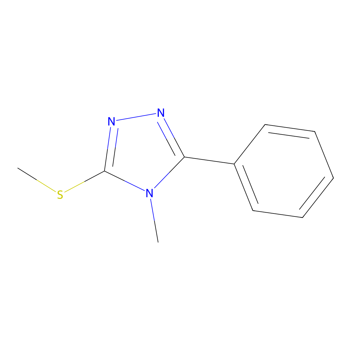 1H-1,2,4-Triazole, 4-methyl-3-(methylthio)-5-phenyl- molecular structure, CAS 25812-76-4