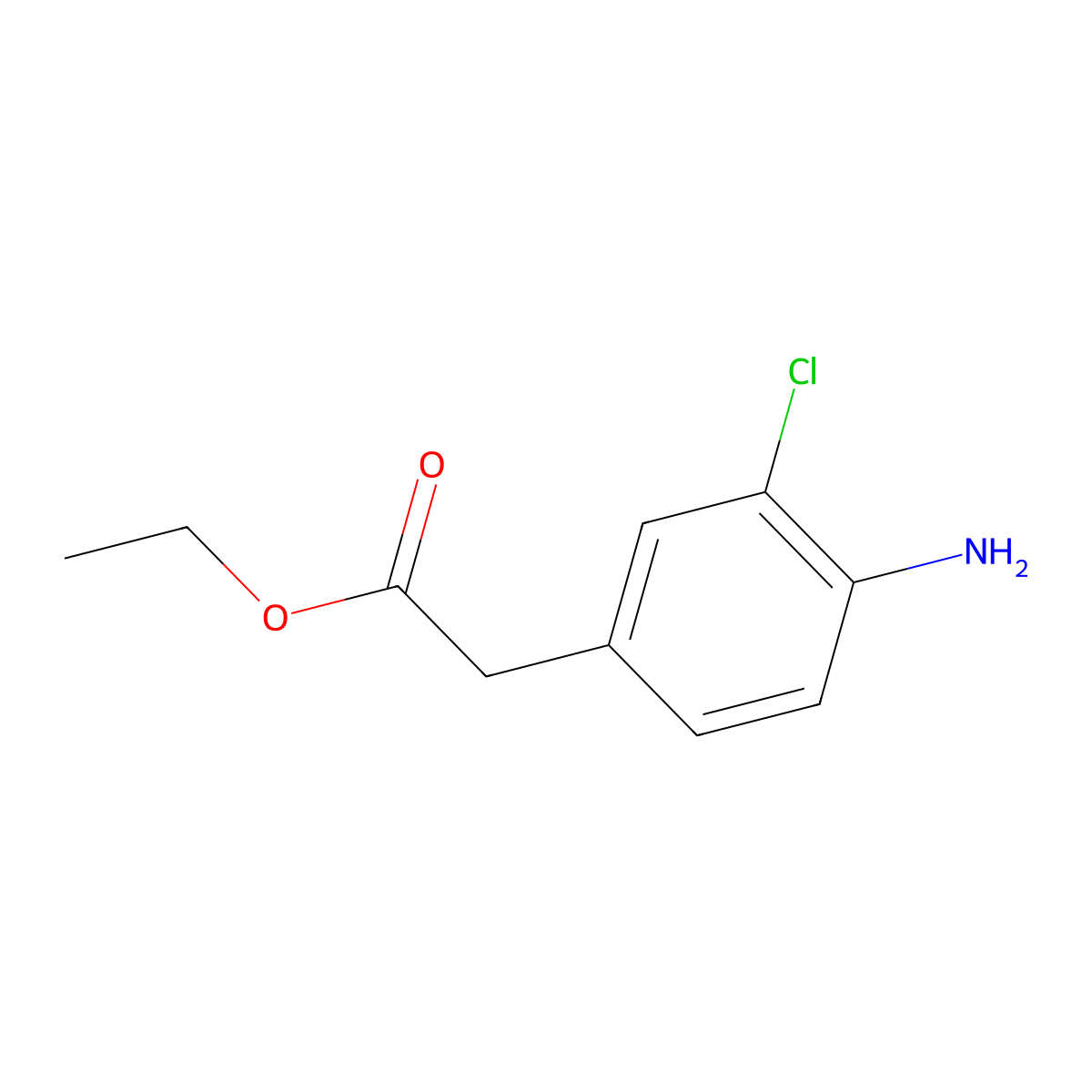 (4-Amino-3-chloro-phenyl)-acetic acid ethyl ester molecular structure, CAS 25814-07-7