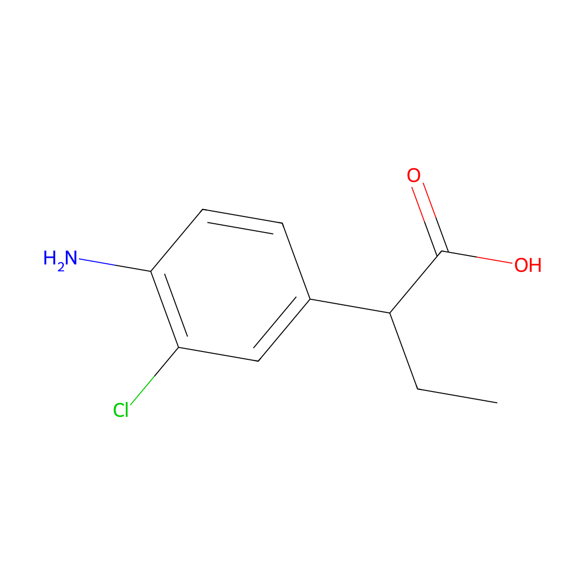 2-(4-Amino-3-chlorophenyl)butanoic acid molecular structure, CAS 25814-13-5