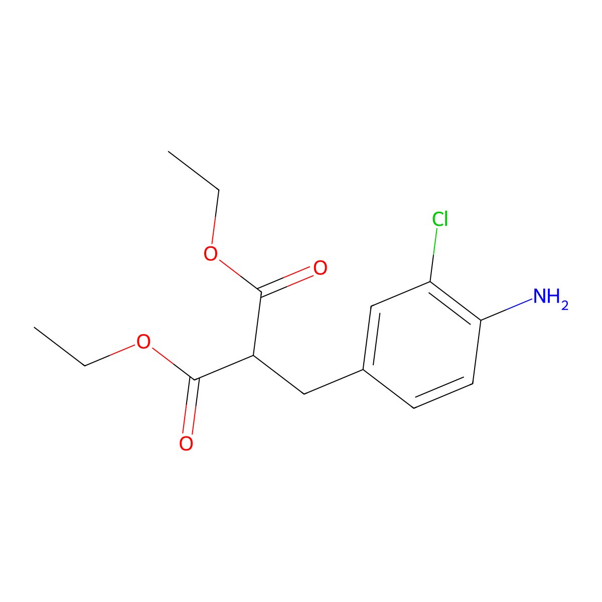 Diethyl (4-amino-3-chlorophenyl)methylmalonate molecular structure, CAS 25814-36-2