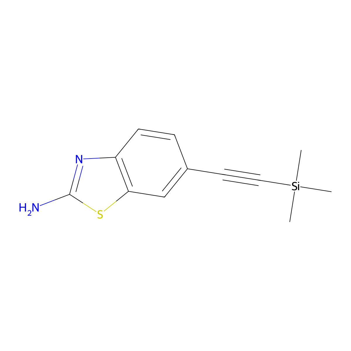 6-((Trimethylsilyl)ethynyl)benzo[d]thiazol-2-amine molecular structure, CAS 2581439-38-3