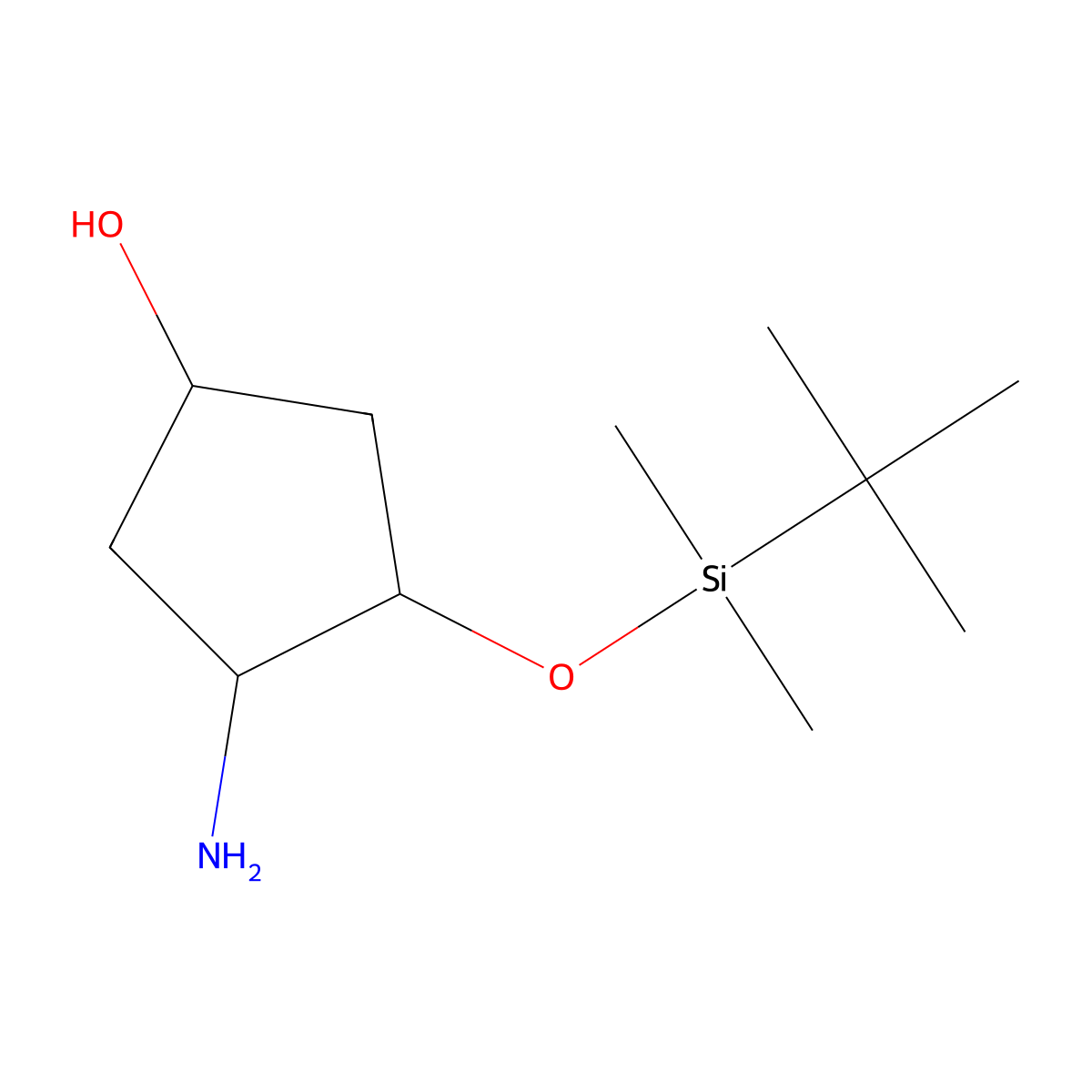 rac-(3R,4R)-3-amino-4-[(tert-butyldimethylsilyl)oxy]cyclopentan-1-ol molecular structure, CAS 2581970-28-5