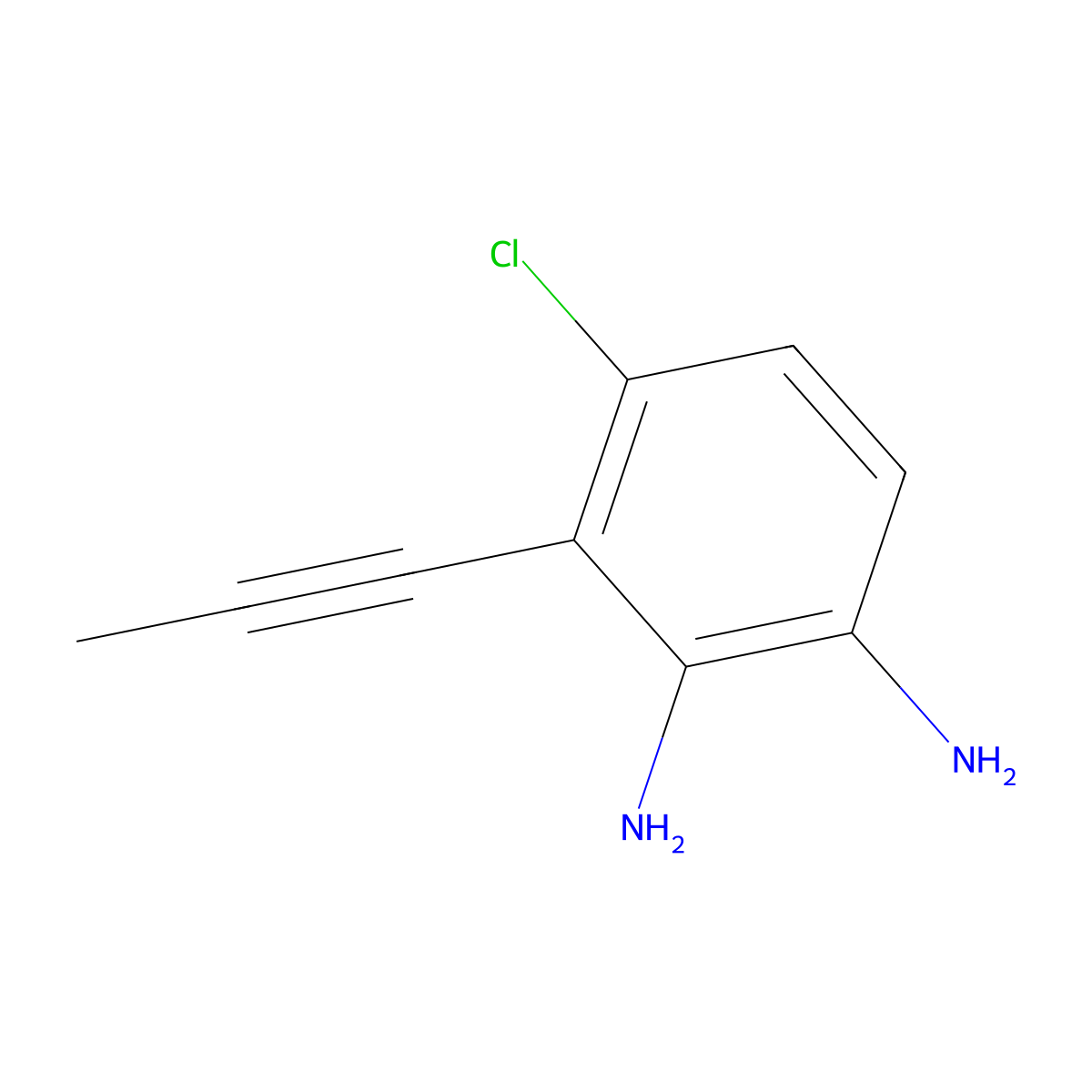 4-Chloro-3-(1-propyn-1-YL)benzene-1,2-diamine molecular structure, CAS 2582099-82-7