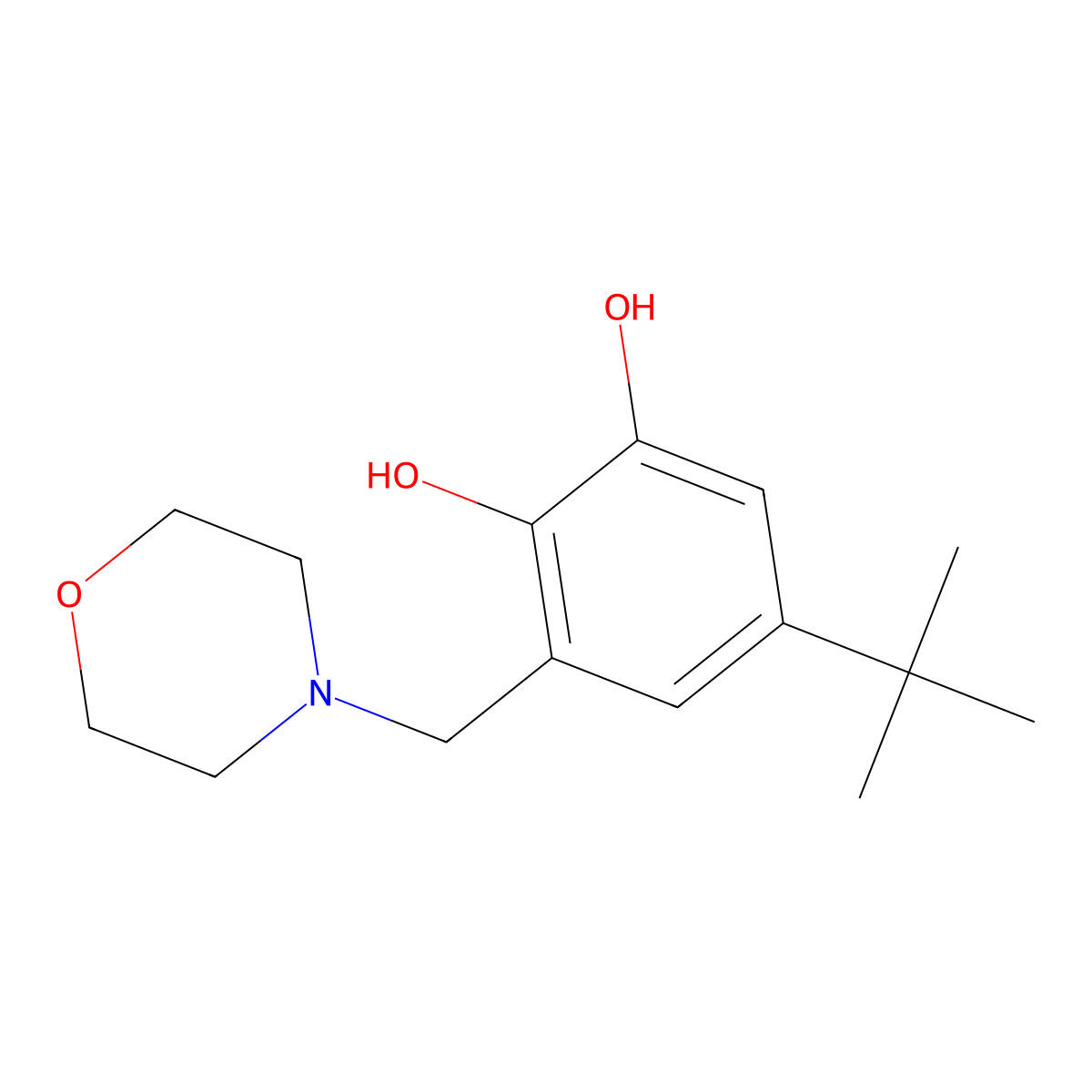 5-(Tert-butyl)-3-(morpholinomethyl)benzene-1,2-diol molecular structure, CAS 25825-31-4