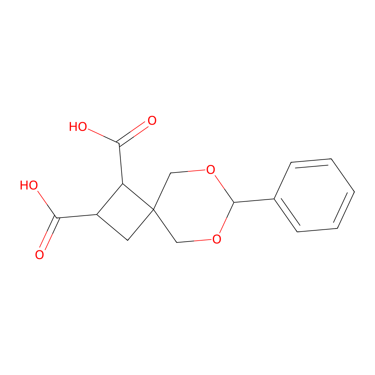 7-Phenyl-6,8-dioxaspiro[3.5]nonane-1,2-dicarboxylic acid molecular structure, CAS 258264-51-6