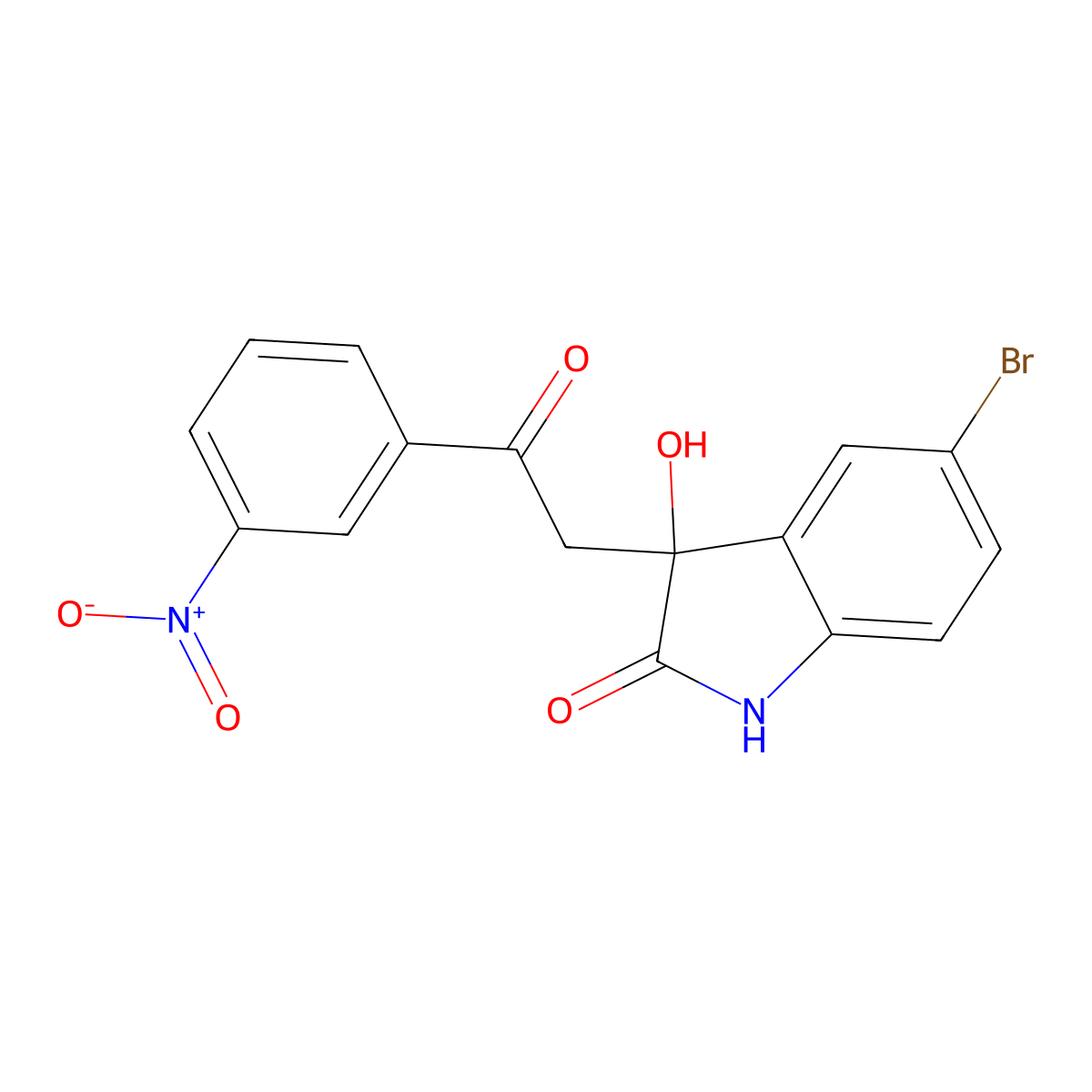 5-Bromo-1,3-dihydro-3-hydroxy-3-(2-(3-nitrophenyl)-2-oxoethyl)-2H-indol-2-one molecular structure, CAS 258264-63-0