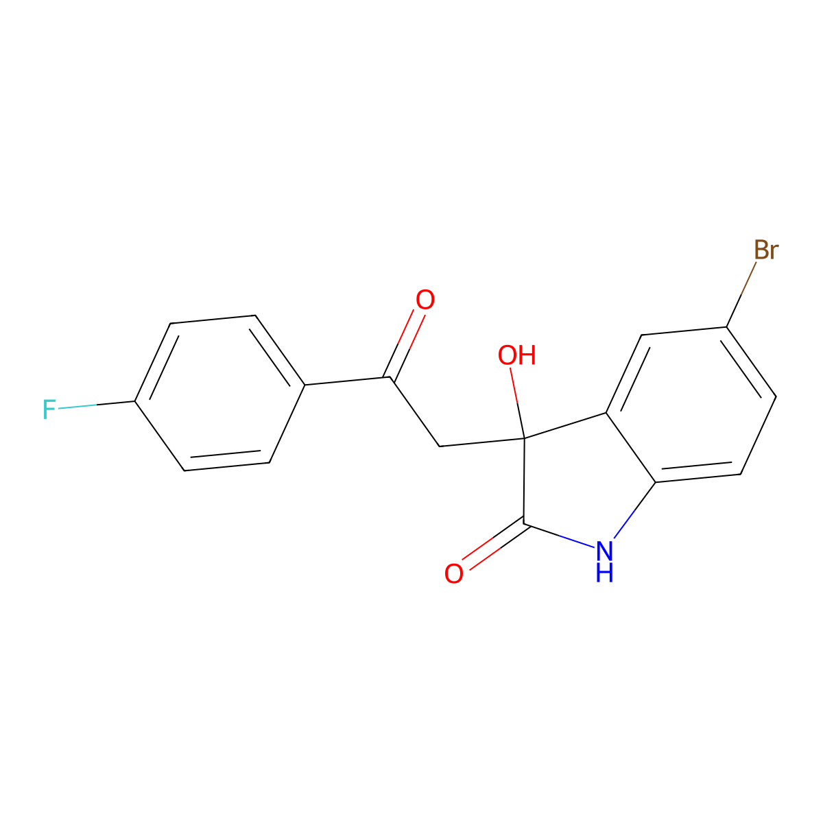 5-bromo-3-[2-(4-fluorophenyl)-2-oxoethyl]-3-hydroxy-1,3-dihydro-2H-indol-2-one molecular structure, CAS 258264-66-3