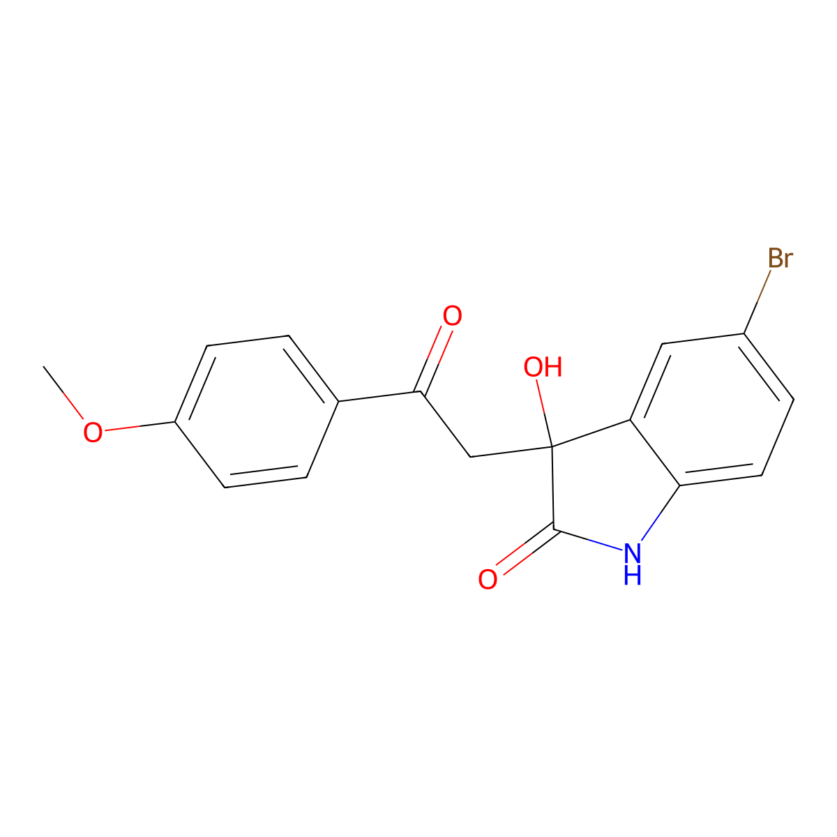 5-Bromo-3-hydroxy-3-(2-(4-methoxyphenyl)-2-oxoethyl)indolin-2-one molecular structure, CAS 258264-67-4